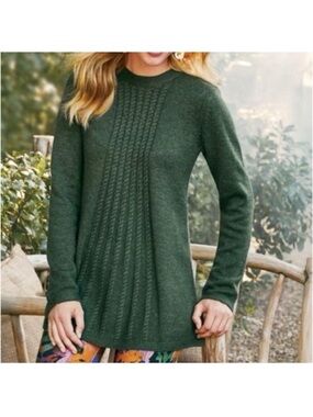 Soft Surroundings Sydney Sweater in Forest Green Mock Neck Size Medium Petite